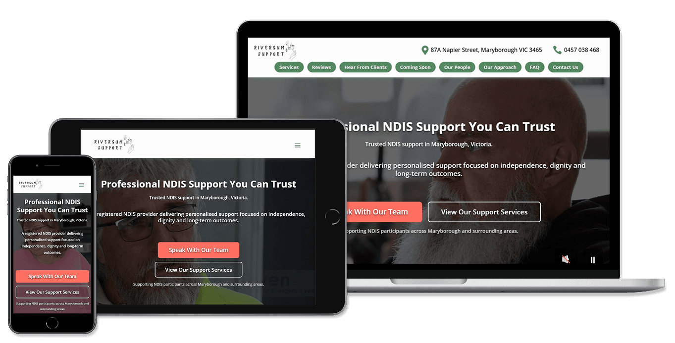 Rivergum Support website mockup